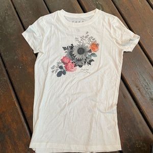 White floral graphic tee